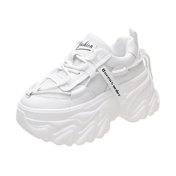 Υψηλής ποιότητας Lace-Up White Trainers Γυναικεία πλατφόρμα μόδας Παπούτσια πάνινα παπούτσια αναπνεύσιμα Γυναικεία χοντρά υπαίθρια casual επίπεδη παπούτσια