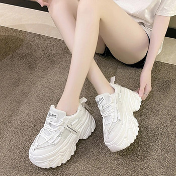 Υψηλής ποιότητας Lace-Up White Trainers Γυναικεία πλατφόρμα μόδας Παπούτσια πάνινα παπούτσια αναπνεύσιμα Γυναικεία χοντρά υπαίθρια casual επίπεδη παπούτσια