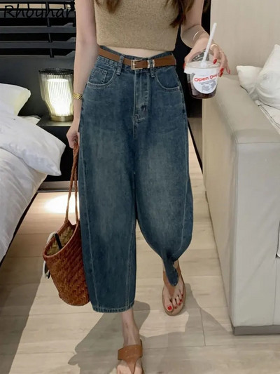 Dámske džínsy Harem, vrecovité, kancelárske, pohodlné, vintage, po členky, džínsové, modré, Harajuku, Ulzzang, voľnočasové, streetwear, vysoký pás