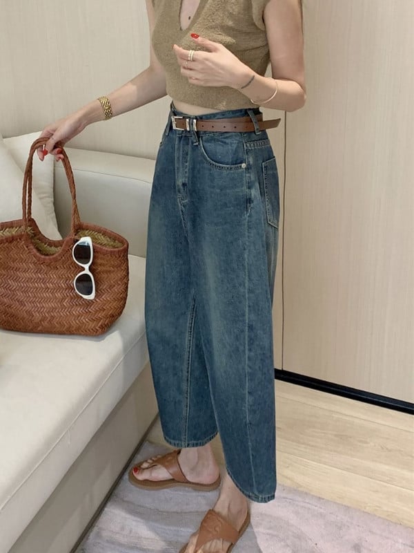 Dámske džínsy Harem, vrecovité, kancelárske, pohodlné, vintage, po členky, džínsové, modré, Harajuku, Ulzzang, voľnočasové, streetwear, vysoký pás