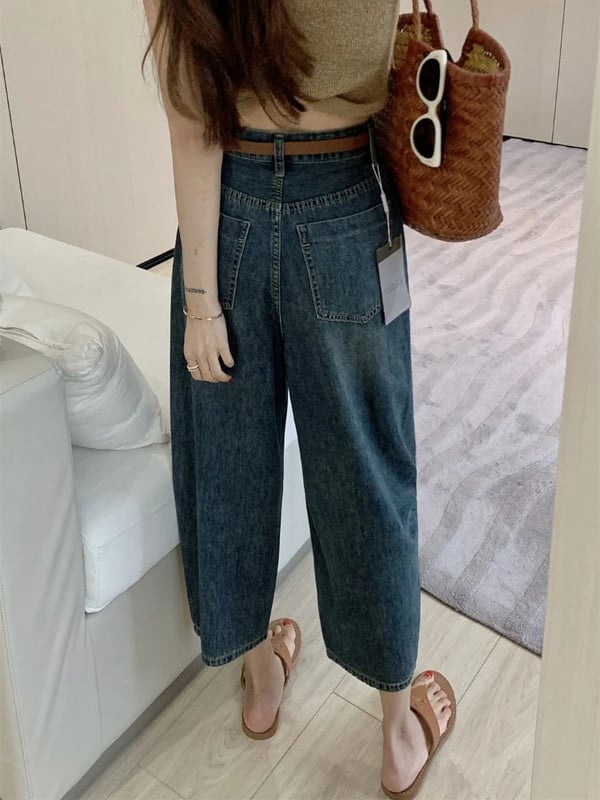 Dámske džínsy Harem, vrecovité, kancelárske, pohodlné, vintage, po členky, džínsové, modré, Harajuku, Ulzzang, voľnočasové, streetwear, vysoký pás