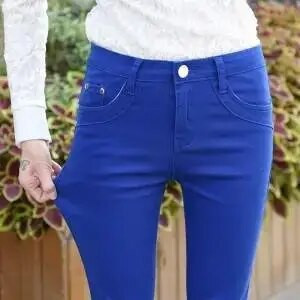 Jesenné elastické dámske džínsy, cukríkové farebné, stredne pásové, mamičky na zips, slim dámske rozšírené džínsy 2020, nové módne nohavice s plnou dĺžkou