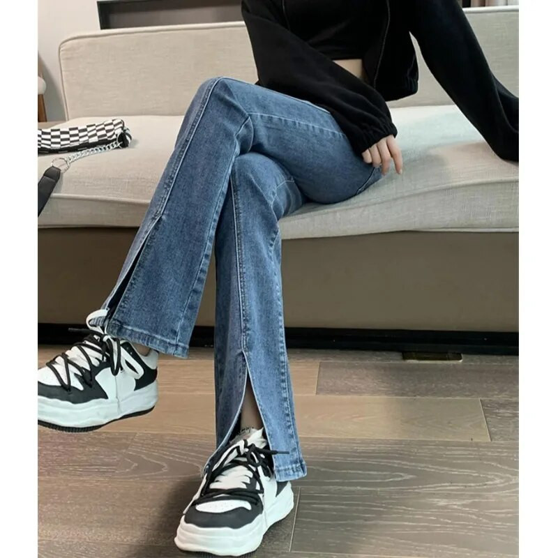 Dámske džínsy s nízkym pásom, úzke, vysoko elastické džínsy pre ženy, nohavice 2023, kórejská móda, chlapčenské džínsové nohavice