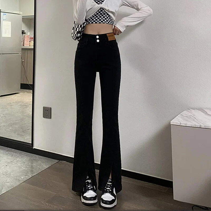 Dámske džínsy s nízkym pásom, úzke, vysoko elastické džínsy pre ženy, nohavice 2023, kórejská móda, chlapčenské džínsové nohavice