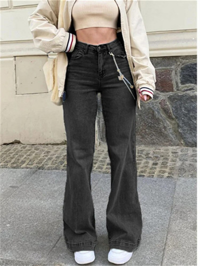 Botvotee Vysoký pás Dámske džínsy 2023 Nové Vysoký pás Streetwear Módne Široké nohavice Rozšírené džínsy Ležérne Jednofarebné Y2k Rovné džínsy