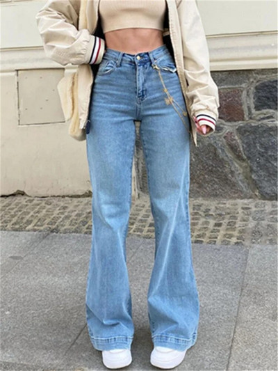 Botvotee Vysoký pás Dámske džínsy 2023 Nové Vysoký pás Streetwear Módne Široké nohavice Rozšírené džínsy Ležérne Jednofarebné Y2k Rovné džínsy
