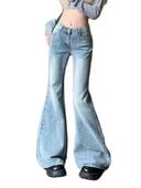 Dámske džínsy so stredným pásom, strečové, slim fit, flare, dámske, Y2K modré, umyté, módne, pohodlné, džínsové nohavice, dievčenské, streetwear, úzke nohavice