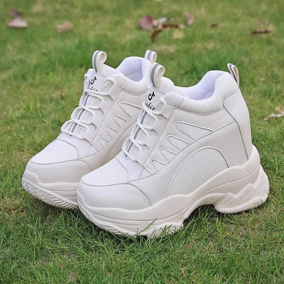 „Cuculus“ aukšta plokščia platforma, 9 cm aukštį didinantys laisvalaikio batai, moteriški 2022 m. pavasario nauji paslėpti sportbačiai „Vulcanize“ moteriški batai