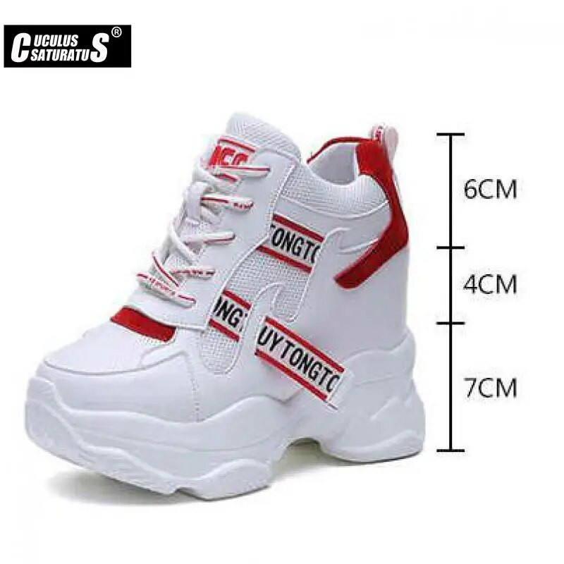 „Cuculus“ aukšta plokščia platforma, 9 cm aukštį didinantys laisvalaikio batai, moteriški 2022 m. pavasario nauji paslėpti sportbačiai „Vulcanize“ moteriški batai