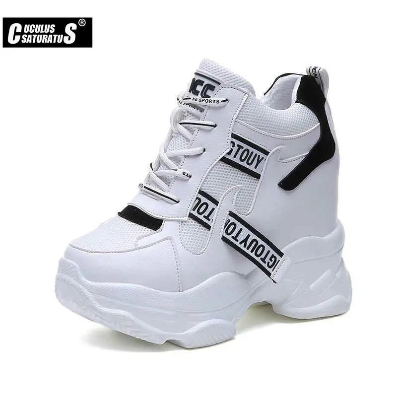 „Cuculus“ aukšta plokščia platforma, 9 cm aukštį didinantys laisvalaikio batai, moteriški 2022 m. pavasario nauji paslėpti sportbačiai „Vulcanize“ moteriški batai