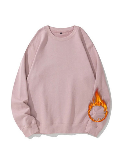 Streamgirl Hanorac de iarnă de bază din catifea pentru femei Pulovere din lână Gri închis, cald, largi, Topuri de iarnă din catifea