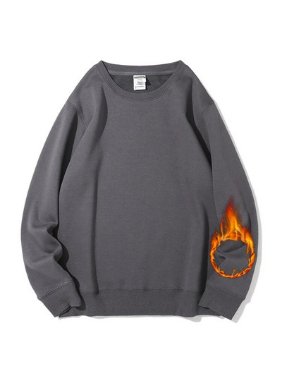 Streamgirl Hanorac de iarnă de bază din catifea pentru femei Pulovere din lână Gri închis, cald, largi, Topuri de iarnă din catifea