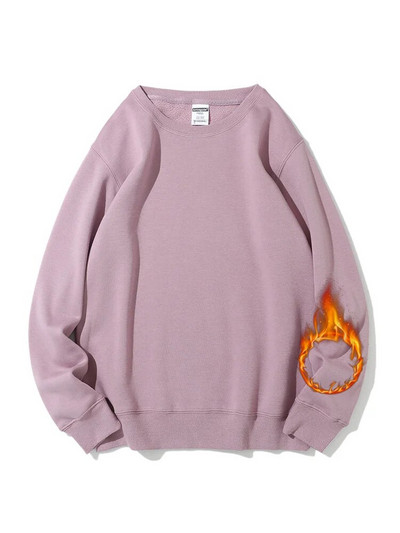 Streamgirl Hanorac de iarnă de bază din catifea pentru femei Pulovere din lână Gri închis, cald, largi, Topuri de iarnă din catifea