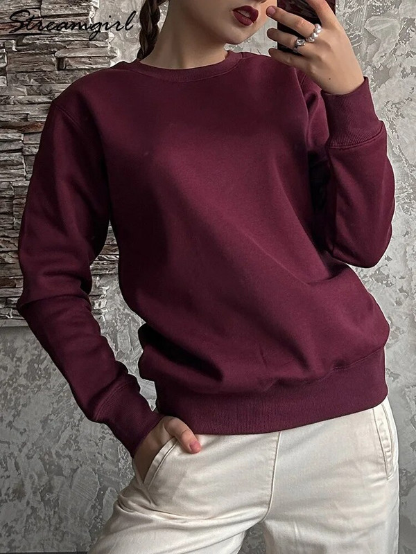 Streamgirl Hanorac de iarnă de bază din catifea pentru femei Pulovere din lână Gri închis, cald, largi, Topuri de iarnă din catifea