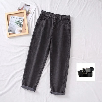 Nové dámske džínsy s vysokým pásom, voľné ležérne kórejské džínsy pre mamičky, vintage dámske džínsové nohavice, plus veľkosť Pantalon s opaskom