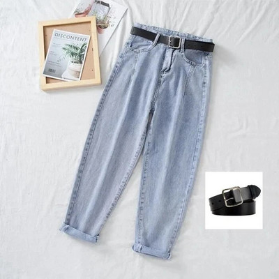 Nové dámske džínsy s vysokým pásom, voľné ležérne kórejské džínsy pre mamičky, vintage dámske džínsové nohavice, plus veľkosť Pantalon s opaskom