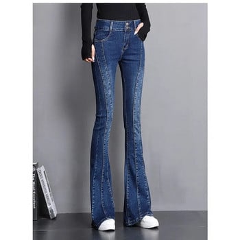 Ново улично облекло Patchwork Skinny Flare Jeans Vintage еластичен деним панталон с камбана Дамски модни каубойски панталони за почистване