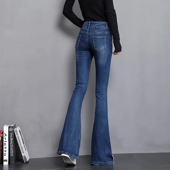 Ново улично облекло Patchwork Skinny Flare Jeans Vintage еластичен деним панталон с камбана Дамски модни каубойски панталони за почистване