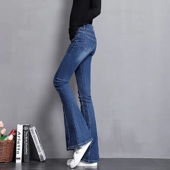 Ново улично облекло Patchwork Skinny Flare Jeans Vintage еластичен деним панталон с камбана Дамски модни каубойски панталони за почистване