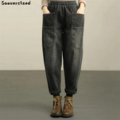 Vintage Do Old Harem Baggy Jeans Casual Denim Nohavice Dámske Capris Elastické Vysoký Pás Vaqueros Kórejské Pantalon Streetwear Nohavice