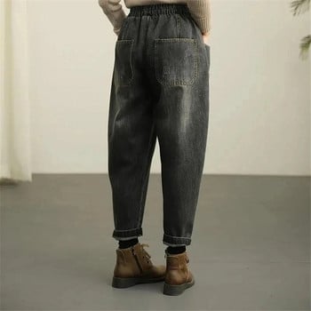 Vintage Do Old Harem Baggy Jeans Ежедневни дънкови панталони Дамски капри с еластична висока талия Vaqueros Корейски панталон Streetwear панталон