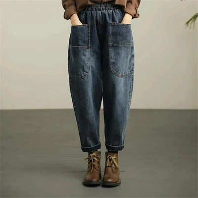 Vintage Do Old Harem Baggy Jeans Casual Denim Nohavice Dámske Capris Elastické Vysoký Pás Vaqueros Kórejské Pantalon Streetwear Nohavice