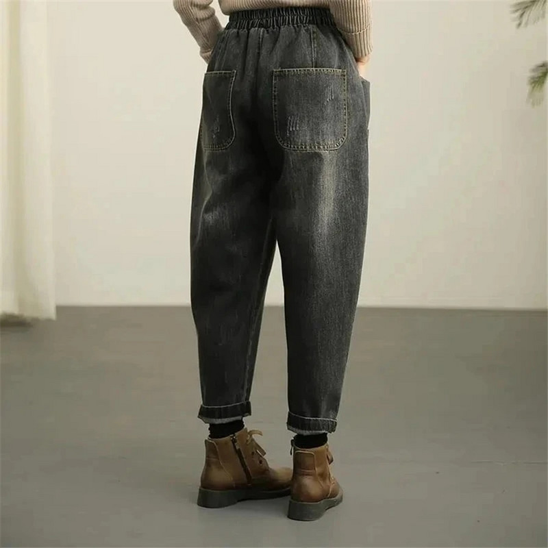 Vintage Do Old Harem Baggy Jeans Casual Denim Nohavice Dámske Capris Elastické Vysoký Pás Vaqueros Kórejské Pantalon Streetwear Nohavice