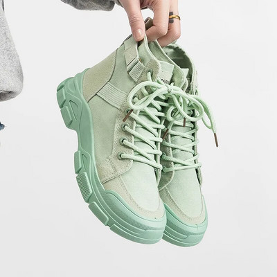 Γυναικεία παπούτσια από καμβά ψηλά παπούτσια Γυναικεία πάνινα παπούτσια μονόχρωμης πλατφόρμας Γυναικεία βουλκανισμένα αθλητικά παπούτσια Μόδα γυμναστήρια