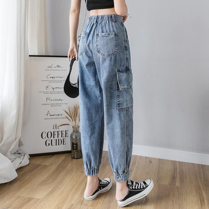 Blugi Harem Boyfriend de epocă, supradimensionați, 5xl, cu talie înaltă, pentru femei, pantaloni cargo din denim, pantaloni casual de modă Pantalones De Mujer