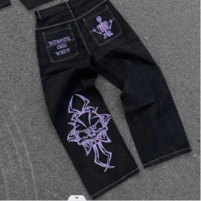 Americké nové hip-hopové rovné retro zipsové džínsy s hviezdnym dizajnom, sense tooling, Y2K Street, dopamínové nohavice so širokými nohavicami pre mužov a ženy