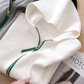 M-XXL Hanorac cu fermoar y2k Femei Toamnă Iarnă Nou cu mânecă lungă Cardigan lejer casual Hanorace Moda feminină Alb Negru Îmbrăcăminte