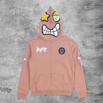 Femei Bărbați Y2K Fashion Hanorac cu litere Grafice Imprimat Zip Hoodie Haine Femei Hip-hop Hanorac cu mânecă lungă Top supradimensionat