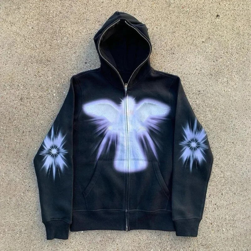 Femei Bărbați Y2K Fashion Hanorac cu litere Grafice Imprimat Zip Hoodie Haine Femei Hip-hop Hanorac cu mânecă lungă Top supradimensionat