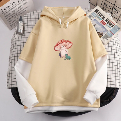 Kawaii Skateboard Frog Hoodie Color Block Φούτερ Υπερμεγέθη Γυναικείες κουκούλες Harajuku Ζεστό πουλόβερ με κουκούλα Χαριτωμένα ρούχα