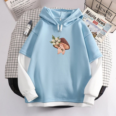 Kawaii Skateboard Frog Hoodie Color Block Φούτερ Υπερμεγέθη Γυναικείες κουκούλες Harajuku Ζεστό πουλόβερ με κουκούλα Χαριτωμένα ρούχα