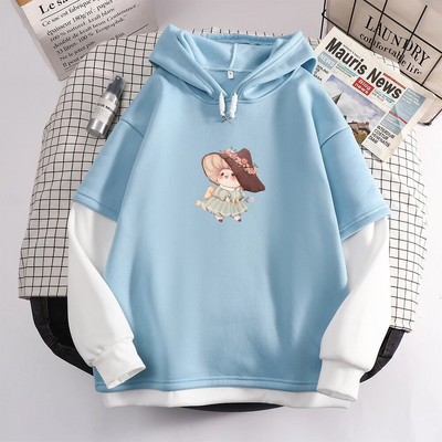 Kawaii Skateboard Frog Hoodie Color Block Φούτερ Υπερμεγέθη Γυναικείες κουκούλες Harajuku Ζεστό πουλόβερ με κουκούλα Χαριτωμένα ρούχα