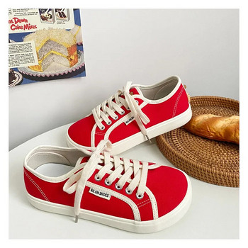 Дизайнерски платнени обувки Дамски ниски кецове Маратонки с широки пръсти Марка за момичета Червени сини маратонки за момичета Тенис Плимсоли