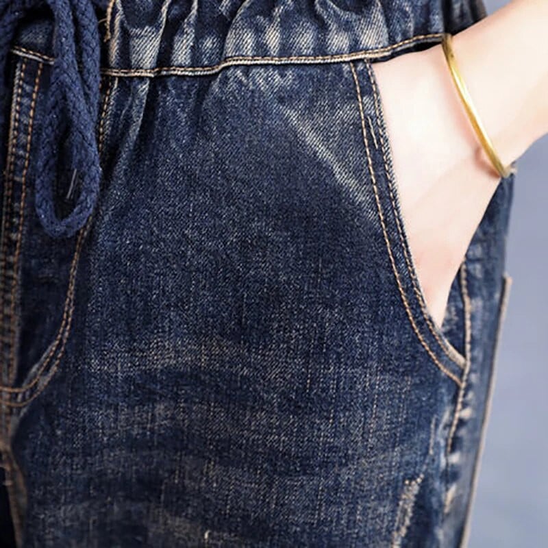 Dámske jarné džínsy s vysokým pásom a výšivkou, dĺžka po členky, háremové nohavice, kórejské streetwear, šnurovacie nohavice, nové...