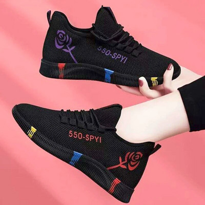 Ежедневни спортни обувки на открито за жени Леки неплъзгащи се тенис обувки Меки дишащи модни маратонки с цветя Zapatillas Mujer