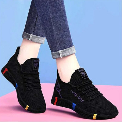 Pantofi de sport casual în aer liber pentru femei Pantofi de tenis ușori, anti-alunecare, pantofi moale, respirabili, cu flori de modă, Zapatillas Mujer
