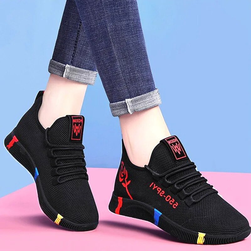 Laisvalaikio lauko sportiniai batai moterims Lengvi neslystantys teniso batai Minkšti kvėpuojantys madingi gėlių sportbačiai Zapatillas Mujer