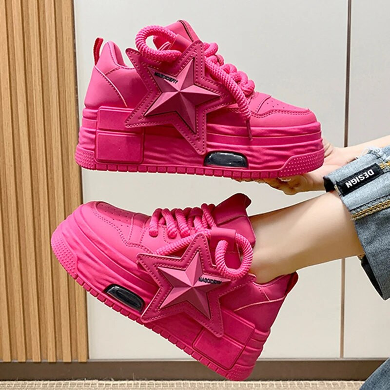Pantofi de damă cu platformă Pantofi sport ocazional Design cu stea personalizat Pantofi vulcanizați pentru alergare în aer liber Pantofi de mers Femei 35-40