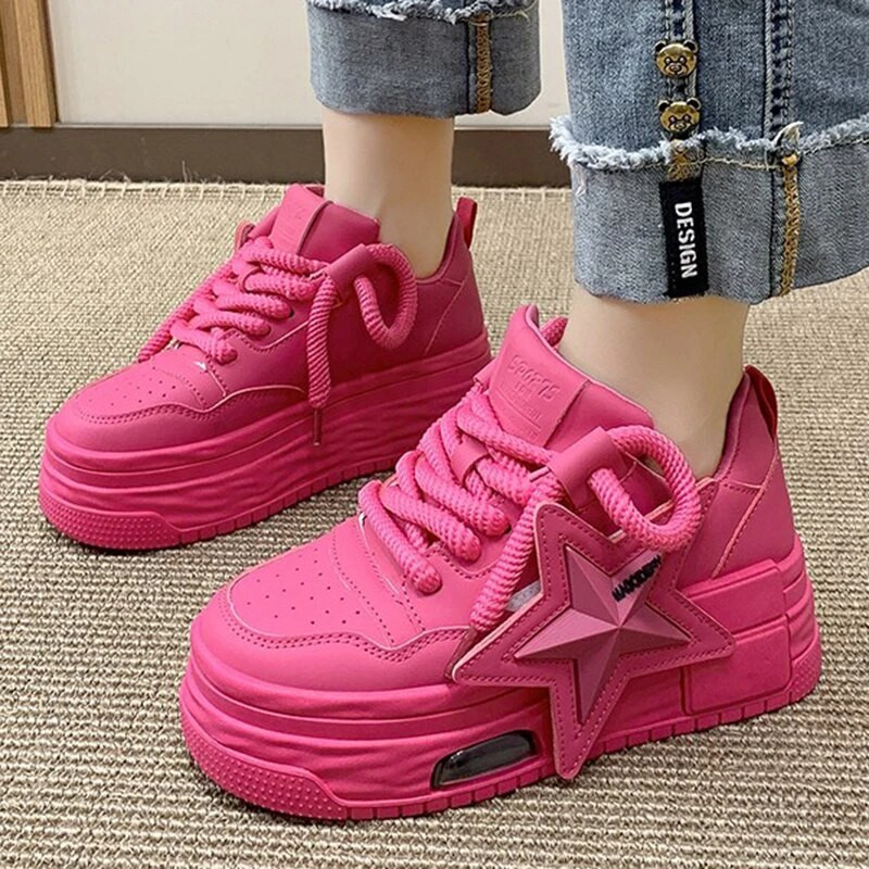 Pantofi de damă cu platformă Pantofi sport ocazional Design cu stea personalizat Pantofi vulcanizați pentru alergare în aer liber Pantofi de mers Femei 35-40