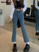 Cotvotee Modré džínsy pre ženy 2023 Nová móda Vintage Chic džínsy s vysokým pásom Streetwear Rovné slim rozšírené džínsy Y2k nohavice
