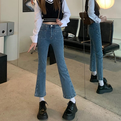 Cotvotee Modré džínsy pre ženy 2023 Nová móda Vintage Chic džínsy s vysokým pásom Streetwear Rovné slim rozšírené džínsy Y2k nohavice