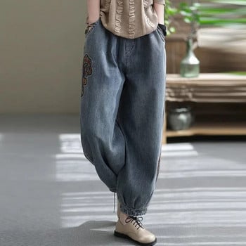 Винтидж бродерия y2k Streetwear Baggy Jeans Дамски широки дънкови панталони Дизайн Chic Capris Корейски Vaqueros Ежедневни панталони