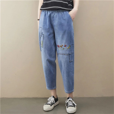 Dámske jarné rovné džínsy s vysokým pásom, dĺžka po členky 89 cm, ležérne, vaqueros, módne vrecovité džínsové nohavice