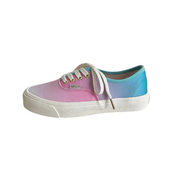 Dream Gradient Tie Dyed Стилни платнени обувки за момичета Дамски маратонки Розови ниски обувки с връзки Модни готини ежедневни обувки Пролет
