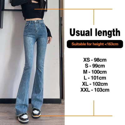 Dámske úzke rozšírené nohavice, módne džínsy s raw edge, slim retro modré, kórejské trendy s vysokým pásom, elastické prané džínsové nohavice, butik