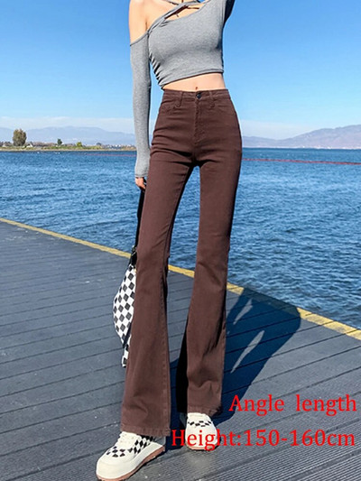 Syiwidii Super elastické džínsy pre ženy s vysokým pásom, zvonové džínsy, vintage streetwear, móda Y2k, zvonové nohavice, džínsy pre ženy